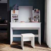 Sunxury - Schminktisch sonni mit Spiegel und Hocker Weiß 108 cm breit Sunxury - Schminktisch sonni mit Spiegel und Hocker Weiß 108 cm breit von SUNXURY