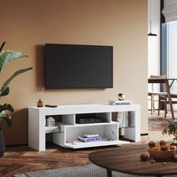 Sonni - tv Schrank mit led Beleuchtung Hochglanz Lowboard Weiß,Glasböden,mit Schranktüren,130x35x45cm von SONNI