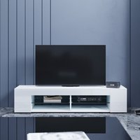Sonni - tv Schrank mit led Beleuchtung Hochglanz Lowboard Weiß,Glasböden,ohne Schranktüren,135x39x30cm von SONNI