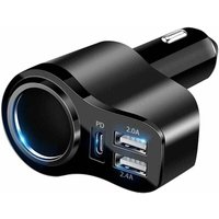 USB-C-Autoladegerät, 4-in-1, 36 W, USB-Zigarettenanzünder-Splitteradapter mit 3 USB 12 V/24 V, Dual-USB-Typ-C-PD-Schnellladegerät-Adapter von SUNXURY