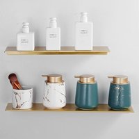 Wandregal, 2 Wandregale ohne Bohren, Badezimmerregal 30 cm und 60 cm, rostfreies Lagerregal aus Aluminium, geeignet für Wohnzimmer, Badezimmer, Wandregal, 2 Wandregale ohne Bohren, Badezimmerregal 30 cm und 60 cm, rostfreies Lagerregal aus Aluminium, geeignet für Wohnzimmer, Badezimmer, von SUNXURY