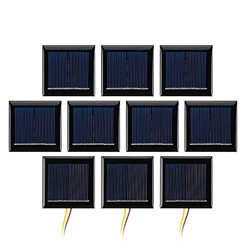 SUNYIMA 10Pcs 2V 130mA Micro SolarPanels Photovoltaik MINI Solarzellen mit Drähten Solars Epoxy Platte DIY Projekte Spielzeug 54mm x 54mm von SUNYIMA