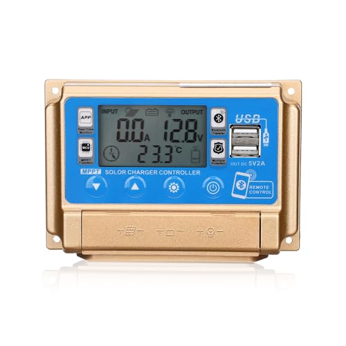 SUNYIMA 40A MPPT Solar Laderegler, Solar Ladegerät 12v/24v Strom Autofokus MPPT Tracking Charge mit Bluetooth LCD Display Dual USB Solar Regler Laderegler Mehrere Laststeuermodi von SUNYIMA