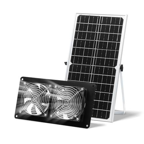 SUNYIMA Solar Ventilator, 15W 9.84FT wasserdichter Solar Dual Auspuffventilator für kleine Hühnerställe, Schuppen, Haustierhäuser, Gewächshaus-Luftzirkulation im Freien von SUNYIMA
