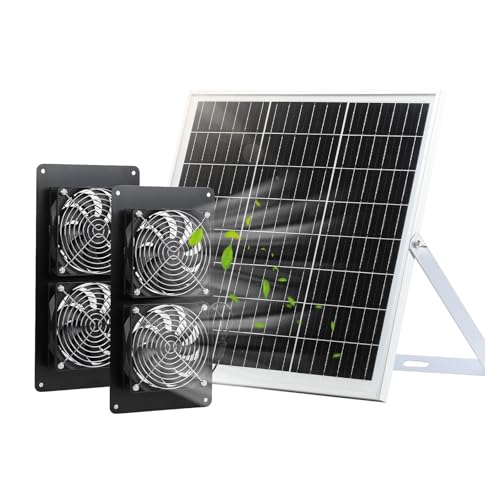 SUNYIMA Solar Ventilator, IP65 Wetterfester Solar Lüfter mit 20W Solarpanel und DC 4 ventilator für Kleine Hühnerställe, Gewächshäuser, Schuppen, Haustier Häuser, Fenster Auspuff von SUNYIMA