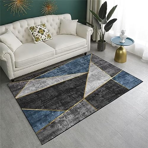Küchenteppich Waschbar Rutschfest Flur Teppich Läufer Rutschfest 70 x 140 cm Grau blau geometrisches Design Linie Dekoration Verschleißfest nicht deformiert Waschbare Teppiche In Waschmaschine von SUNYRDSM