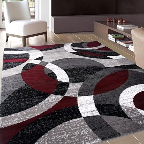 SUNYRDSM Bettvorleger Deko Schlafzimmer 60X90CM Modernes Design grau rot rund geometrisches Design anpassbar Play Mat for Babies SUNYRDSM Bettvorleger Deko Schlafzimmer 60X90CM Modernes Design grau rot rund geometrisches Design anpassbar Play Mat for Babies von SUNYRDSM