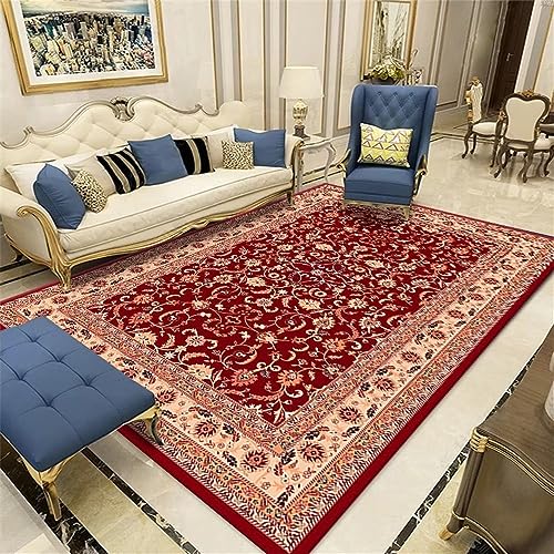 SUNYRDSM Flur Teppich Teppich Für Esszimmer 60 x 90 cm Retro-Stil rote Blumen Dekoration ist einfach zu pflegen Küche Teppich von SUNYRDSM