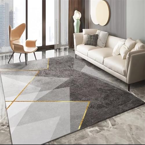 SUNYRDSM Kinder Zimmer Decor Deko Schlafzimmer 60X100CM Modernes minimalistisches Design in Grau und Gelb mit geraden Linien, schmutzabweisend Outdoor Carpet von SUNYRDSM