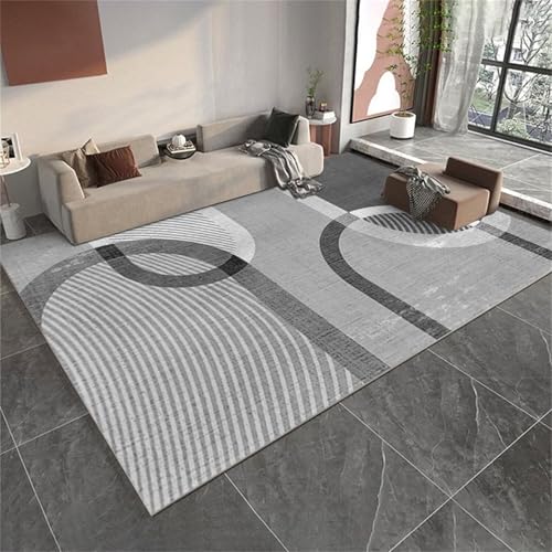 SUNYRDSM Kleine Teppiche Deko Schlafzimmer 120X200CM Modernes graues geometrisches Design Linien Dekoration langlebig anpassbar Teppich Läufer von SUNYRDSM