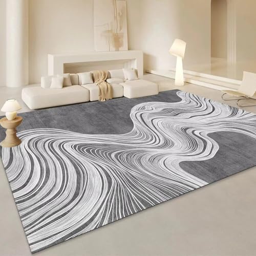 SUNYRDSM Matte Kinderzimmer Läufer Teppich Graue Kurventexturliniendekoration 160X200CM von SUNYRDSM