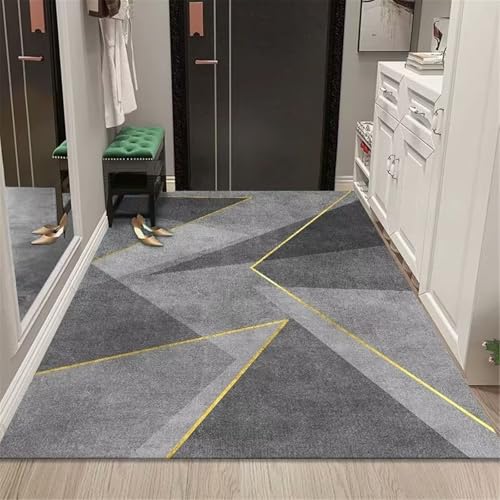 SUNYRDSM Teppich Arbeitszimmer Bürostuhl rutschfestsals Helle minimalistische graue Linien lauferteppich für Wohnzimmer, Esszimmer 70X200CM von SUNYRDSM