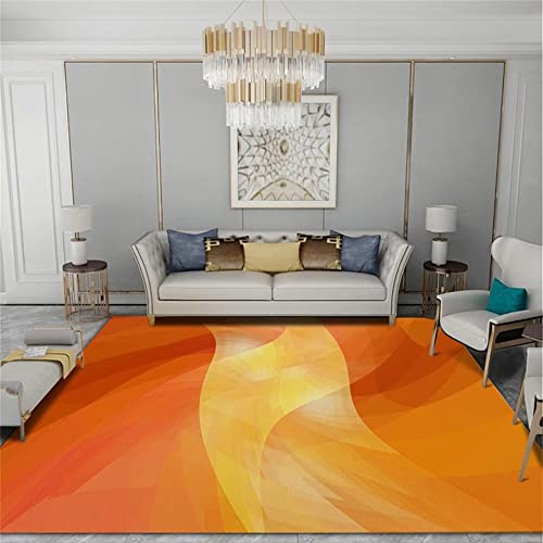 SUNYRDSM Teppich Flur Rutschfester Teppich 200x300cm Minimalist Orange-gelber Schlafzimmer Teppich modern ohne Verformung Kurzflor Teppich von SUNYRDSM
