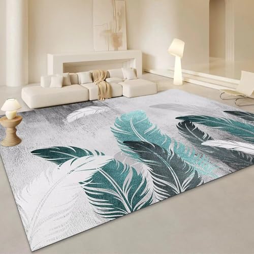 SUNYRDSM Teppich Jugendzimmer Kinder Teppiche Graublaue Federmusterdekoration 60X90CM von SUNYRDSM