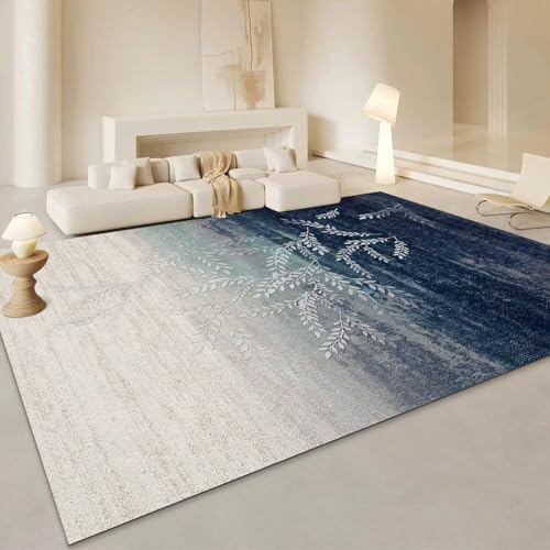 SUNYRDSM Teppich Jugendzimmer Mädchen Teppisch Graublaue Blattmusterdekoration 140X200CM von SUNYRDSM