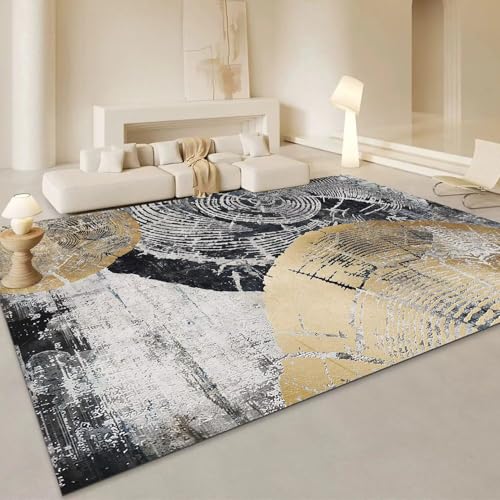 SUNYRDSM Teppich Jugendzimmer Teppich Waschbar In Waschmaschine Grau-gelbe Holzmaserung Textur Dekoration 90X200CM von SUNYRDSM