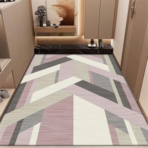 SUNYRDSM Teppich Jungen Jugendzimmer Rutschfester Rosa-graues unregelmäßiges geometrisches Muster für Wohnzimmer Kinderzimmer 120X200CM von SUNYRDSM