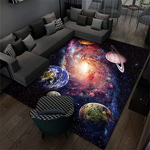 SUNYRDSM Teppich Klein Kinder Teppiche Mädchen 200x300cm Sofa Teppich Raum Galaxy Muster Wohnzimmer Zubehör Anti allergisch Mädchen Teppich von SUNYRDSM