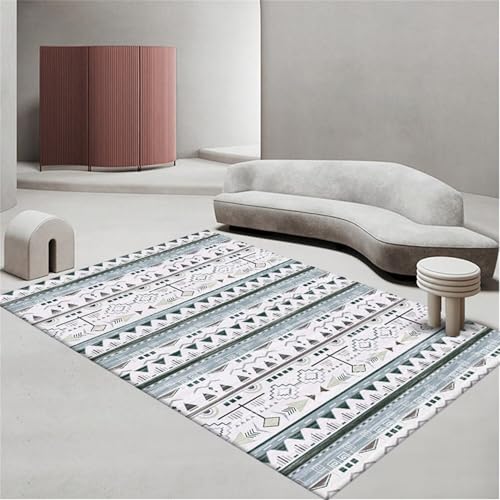 SUNYRDSM Teppich Mädchen Deko Schlafzimmer 80X160CM Gelb-blaues, rechteckiges Sitzkissen mit geometrischem Design zur Schalldämmung Flur Teppich Läufer von SUNYRDSM