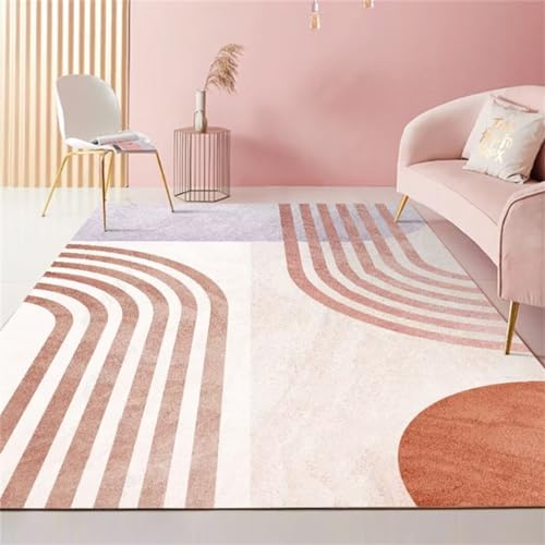 SUNYRDSM Teppich Mädchen Vorzimmer Teppich 70X140CM Rosa lila rechteckiges geometrisches Design Mädchenzimmer Nachttisch Teppich weich feuchtigkeitsbeständig Waschbarer Teppich Wohnzimmer von SUNYRDSM