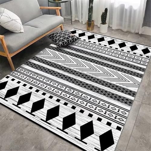 SUNYRDSM Teppich Unter Esstisch waschbar Moderne geometrische Liniendekoration Kleiner für Wohnzimmer, Schlafzimmer, Esszimmer 60X90CM von SUNYRDSM