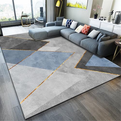 SUNYRDSM Teppich Wohnzimmer Modern Home Decor Ästhetik Grau-Blaue Dreieck-Linien-Dekoration Fußbodenheizung geeigneter Teppichläufer 90X150CM von SUNYRDSM