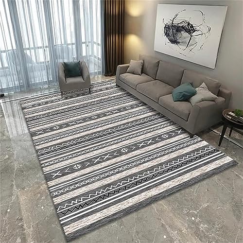 SUNYRDSM Teppich deko Schlafzimmer Kinderzimmer Teppich Mädchen Freizeit Sofa Teppich grau Grundfarbe Linie Dekoration Schalldämmung Teppich Wohnzimmer Kurzflor 160x200cm von SUNYRDSM
