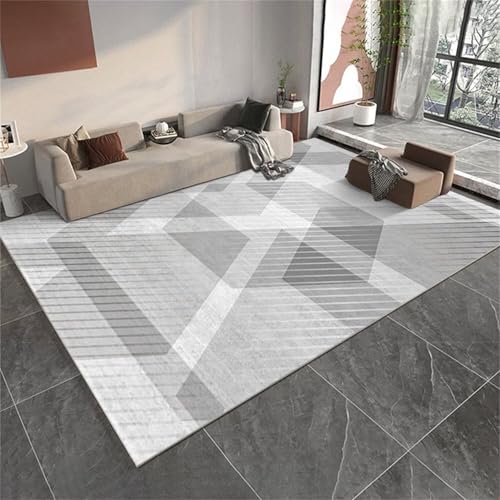 SUNYRDSM Teppichläufer rutschfest Deko Schlafzimmer 60X100CM Modernes graues geometrisches Design Linien Dekoration langlebig anpassbar Carpet von SUNYRDSM
