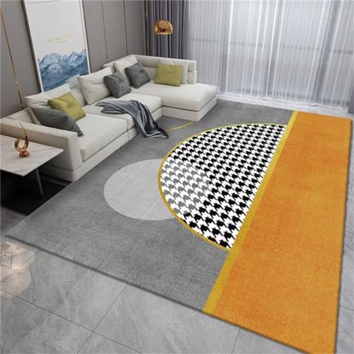 SUNYRDSM Teppisch Teppich rutschfest 200X300CM Orange-Grauer, geometrischer Design-Innen-/Außenteppich, mehrere Größen, verschleißfest Carpet von SUNYRDSM