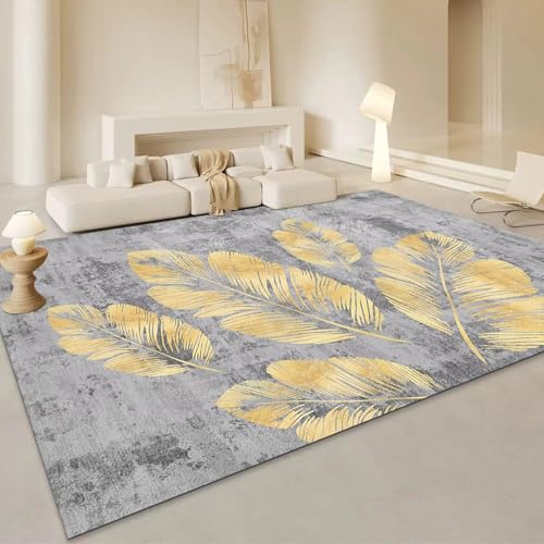 SUNYRDSM Vorzimmer Teppich Kinder Teppich Gelbe Blätter Dekoration auf grauem Hintergrund 80X160CM von SUNYRDSM