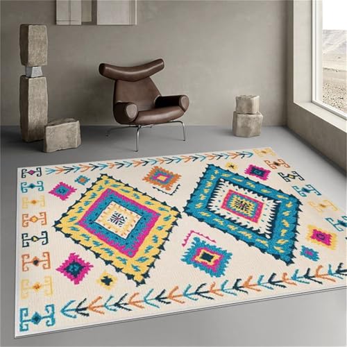 SUNYRDSM Waschbare Teppiche In Waschmaschine Rug Modernes Design Bunte geometrische Prints Waschbar 120X160CM von SUNYRDSM