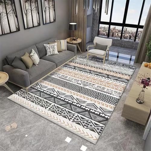 SUNYRDSM Waschbarer Teppich Läufer pflegeleicht Schlichtes rechteckiges geometrisches Muster klein für Outdoor Balkon Garten dachterrasse 60X100CM von SUNYRDSM