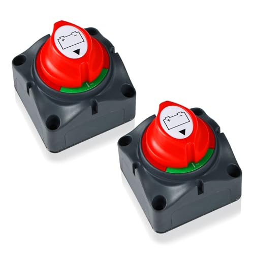 2 Stück Batterie Trennschalter 12V 24V 48V, Auto Hauptschalter 275A für Boot Motorrad Yacht Bus RV UTV von SUOLAREN