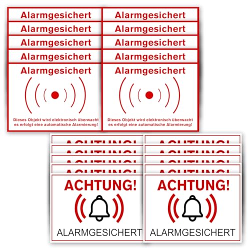Alarmgesichert Aufkleber - Weiß - 14,8 x 10,5 mm - 20 Stück - Premium Sticker mit Schutzlaminat - Alarmanlage - Einbruchschutz Alarmgesichert Aufkleber - Weiß - 14,8 x 10,5 mm - 20 Stück - Premium Sticker mit Schutzlaminat - Alarmanlage - Einbruchschutz von SUOLAREN