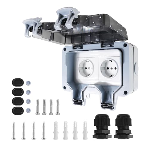 Aussensteckdose Wasserdicht, Outdoor Steckdose Ip66 Mit Abdeckung Verhindert Dass Regnerische Tage Wasser Eindringen Geeignet für Garten Im Freien Badezimmer KüChe Usw von SUOLAREN