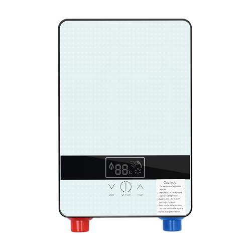 Durchlauferhitzer Dusche, Elektrisch Durchlauferhitzer, 6500W Tankless Instant Warmwasser Badezimmer Dusche, Badezimmer Elektrischer Warmwasserbereiter 0-55℃, 29 × 19 × 6.5cm von SUONTY