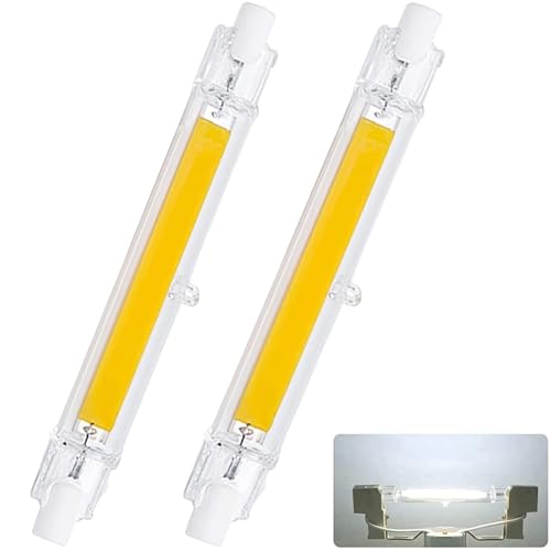 SUOPDH R7S LED 78mm Dimmbar,Kaltweiß 6000K 1000LM,10W LED Lampen COB Glühbirne Ersatz für 100W J78mm Halogenstab,360°Abstrahlwinkel,AC 220-240V,Kein Flackern,2er Pack von SUOPDH