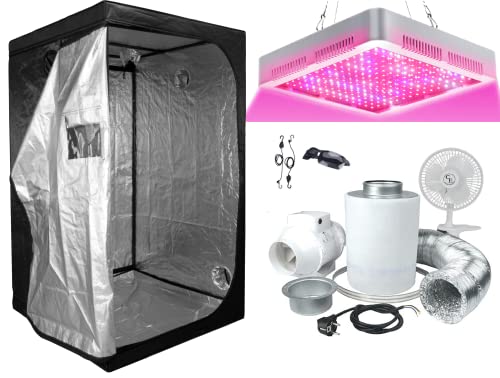 SUPACROP Grow-Box Komplettset LED 200W Growzelt Vollspektrum Indoor Kit 60 x 60 x 140 cm / 80 x 80 x 160 cm mit Aktivkohlefilter Abluft und Ventilator von SUPACROP