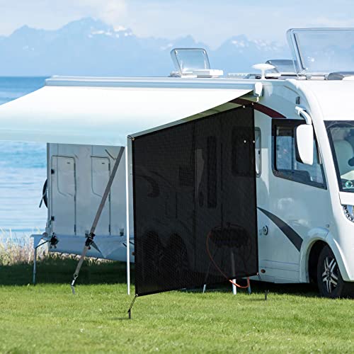 SUPAREE 7'x9' Sonnenschutz für Markise Wohnmobil Wohnmobil Markise Seitenwand Wohnmobil View Blocker Sonnenschutz Universeller Anti-UV Markise Sichtschutz Per Camping RV Van (Schwarzes Netz) von SUPAREE