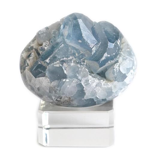 SUPBEI Celestit Crystal Cluster Geode - Natürlicher Celestita -Stein mit hoher Energie - Reiki Wicca Heilung Chakra Rock Meditation Kollektion Rohstein,150g von SUPBEI