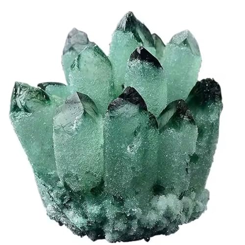 SUPBEI Natural Green Ghost Phantom Crystal Quartz Cluster Unregelmäßige Rohmineralgeode -Exemplar Heilung Edelstein Reiki Home Decor Rocks sammelbar,400~500g von SUPBEI