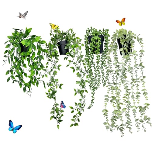 SUPEASY 4er-Set Künstliche Hängepflanzen mit Töpfen – Künstlicher Efeu-Rankendekor für Innen- und Außenbereich, Zimmer, Büro, Wand, Garten & Terrasse SUPEASY 4er-Set Künstliche Hängepflanzen mit Töpfen – Künstlicher Efeu-Rankendekor für Innen- und Außenbereich, Zimmer, Büro, Wand, Garten & Terrasse von SUPEASY