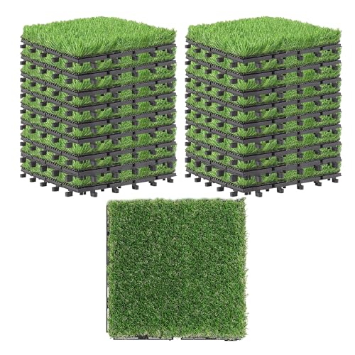 SUPEASY Kunstrasen Interlocking Turf Deck Set, 18-Pack, Synthetische gefälschte Grasmatten mit Selbst-Drainage, ideal für Hund & Haustier, Innen- & Außenbereich von SUPEASY