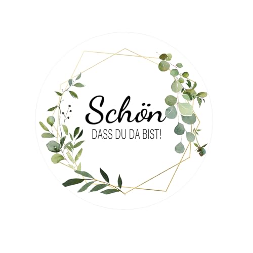 120 Stück Aufkleber Schön, dass du da bist 4cm Gastgeschenk Hochzeit Aufkleber Wedding Sticker für Schokolade Geburtstag Konfirmation Taufe und andere Feste von SUPECHUNYI