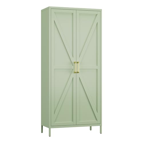 SUPEER Metallschrank,Mehrzweckschrank Stehschrank mit 4 verstellbaren Regalen, Küchenschrank Beistellschrank Buffetschrank für Wohnzimmer Flur 180 x 80 x 40 cm(Grünblau) von SUPEER