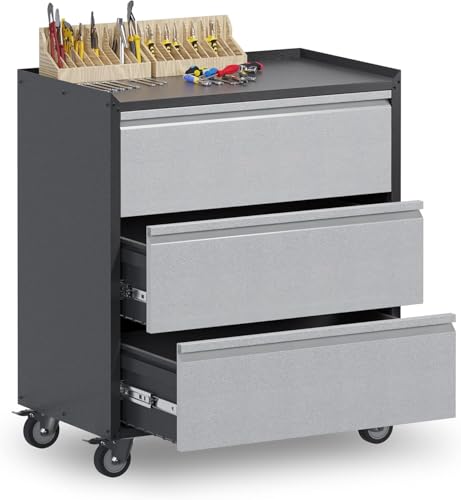 SUPEER Werkzeugschrank mit 3 Schubladen,Werkstattwagen Garagenschrank mit Rädern, Metallschrank ideal für Werkzeuge und Zubehör SUPEER Werkzeugschrank mit 3 Schubladen,Werkstattwagen Garagenschrank mit Rädern, Metallschrank ideal für Werkzeuge und Zubehör von SUPEER