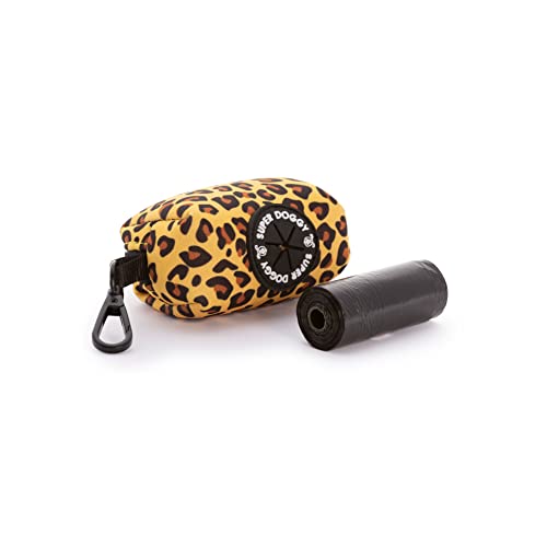 Hundekotbeutel-Spender - Hunde kotbeutel-Halter mit Karabiner - Multifunktionale Hundeleinentasche mit Lustigen Designs - Inklusive einer Rolle von Beuteln Abbaubar (Leopard) von SUPER DOGGY