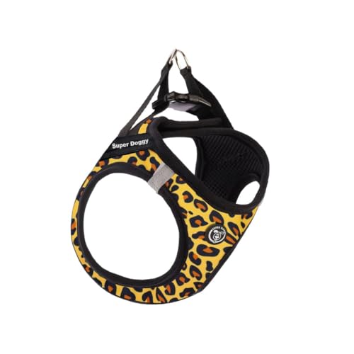 SUPER DOGGY Personalisierbares Hundegeschirr – Für Kleine und Mittelgroße Hunde – Inklusive 2 Namensetiketten – Reflektierendes und Sicheres Hundegeschirr – Anti-Zug und Verstellbar (Leopard, XS) von SUPER DOGGY