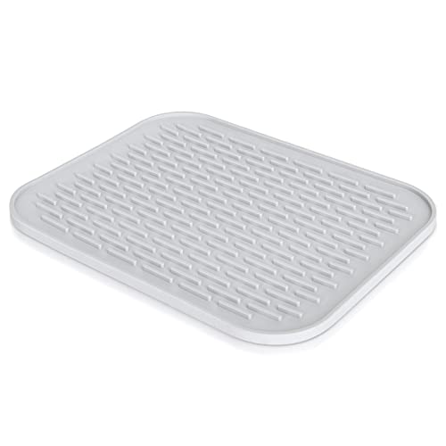 Super Kitchen Kleine Abtropfmatte Geschirr Trockenmatte, Topfuntersetzer aus Silikon, Untersetzer Topflappen, Hitzebeständig Matte, Rutschfest Tischset, Löffelablage (Grau) von SUPER KITCHEN