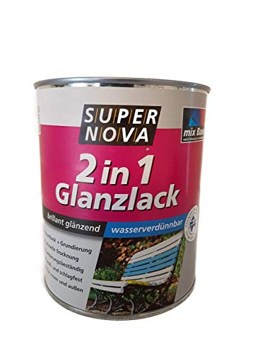 Super Nova 2in1 Glanzlack Brillanz PU-verstärkt Glänzend 0,75 Liter innen/außen, Farbe (RAL):RAL 1015 Hellelfenbein von SUPER NOVA